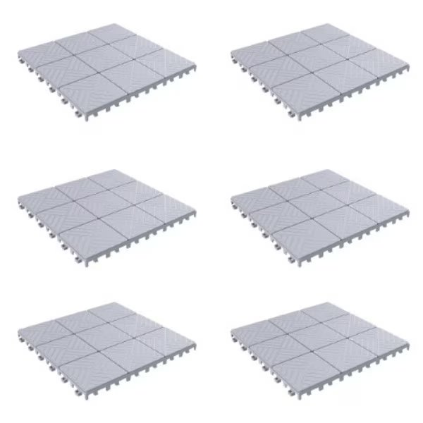 Patio and Deck Tiles, Interlocking Outdoor Flooring Pavers Weather Resistant, Square, Grey, Set of 6, Nature Spring, Mfr#: 951859MFX